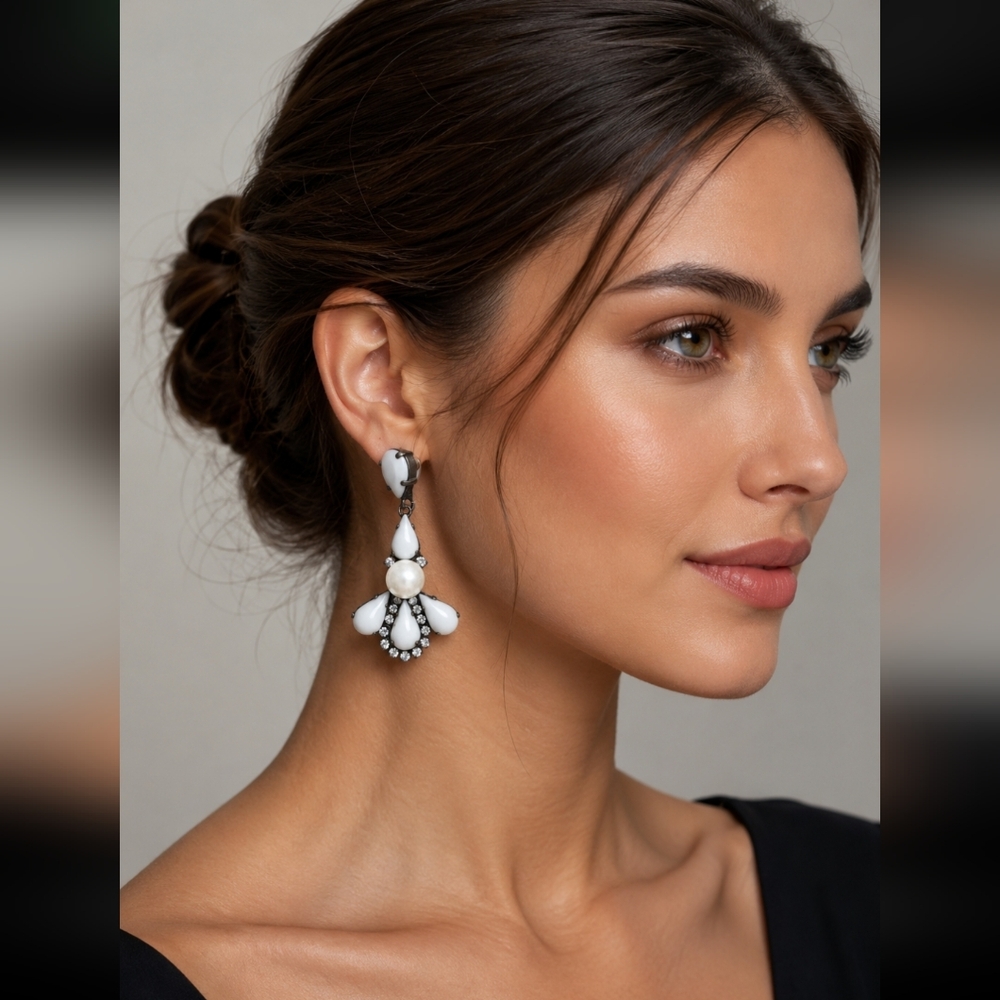 Elegant White Teardrop Statement Earrings